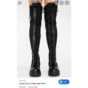 Current Mood Thigh High Combat Boot Size 7